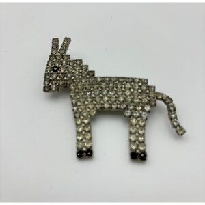 1970s Bauer Jewelry Donkey Burrow Rhinestone Signed Brooch-Vintage